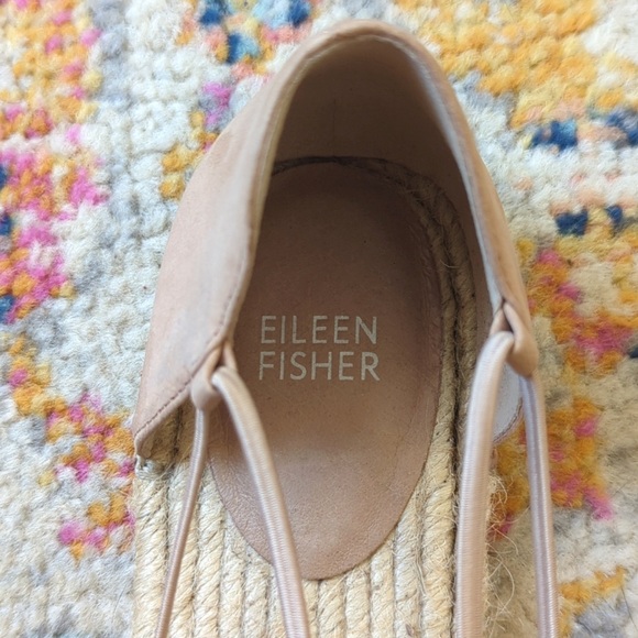 Eileen Fisher Lee Tumbled Nubuck Strappy D'Orsay Ballerina Espadrille Flats 8 - Picture 2 of 4